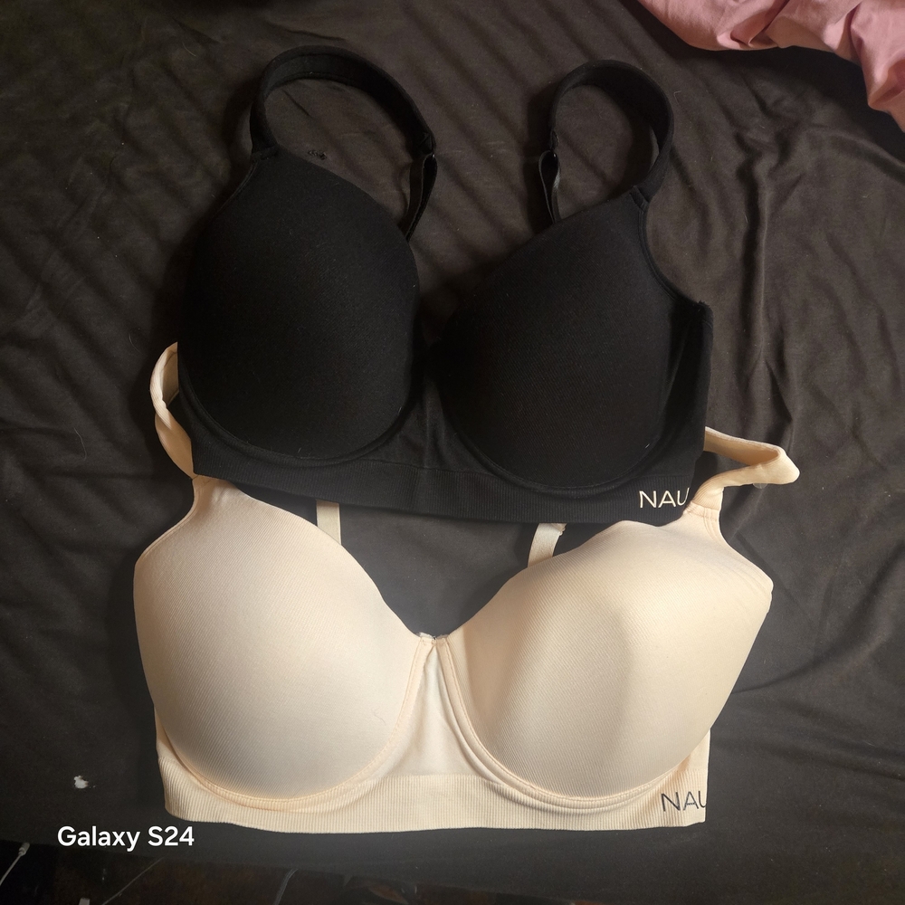 Nautica Seamless T-Shirt Bras in Black & Cream Duo